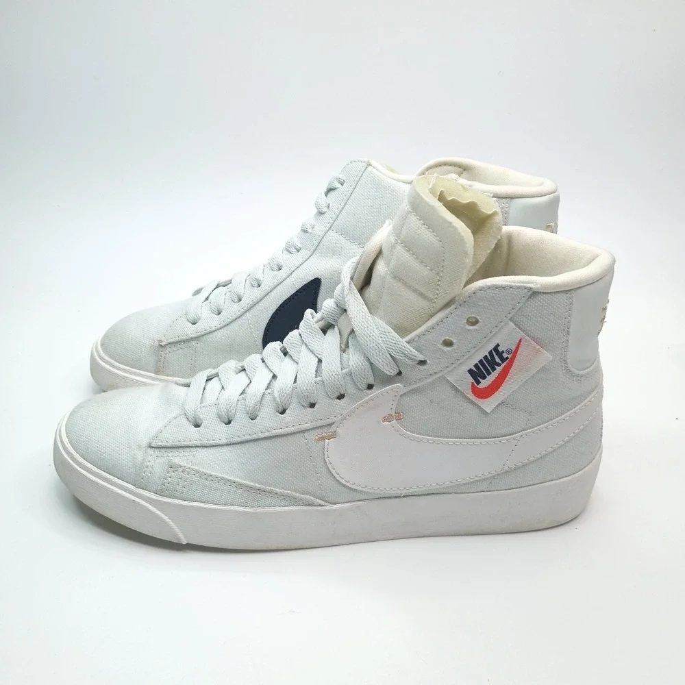 Nike Blazer Mid Rebel Light Blue Canvas High Top Sneakers BQ4022-401 Womens 7